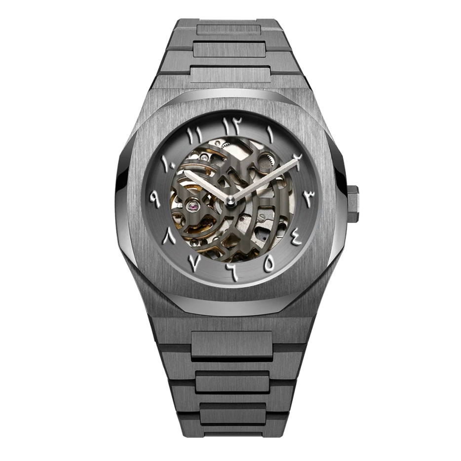 VDEAR - Op maat gemaakt OEM waterbestendig herenhorloge, Arabisch model, roestvrijstalen achterkant, mechanisch, Chinees horloge, minimale afname 50 stuks. 1