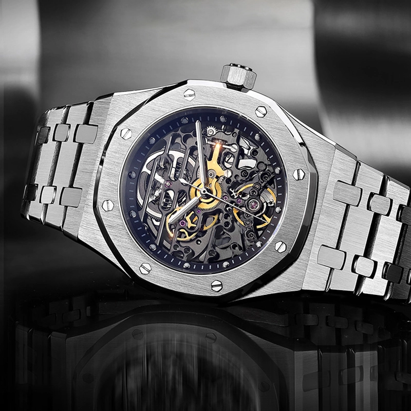 VDEAR - OEM Luxury Mens Custom Mechanical Automatic Skeleton Watches Tourbillon Stainless Steel Waterproof Watch 1