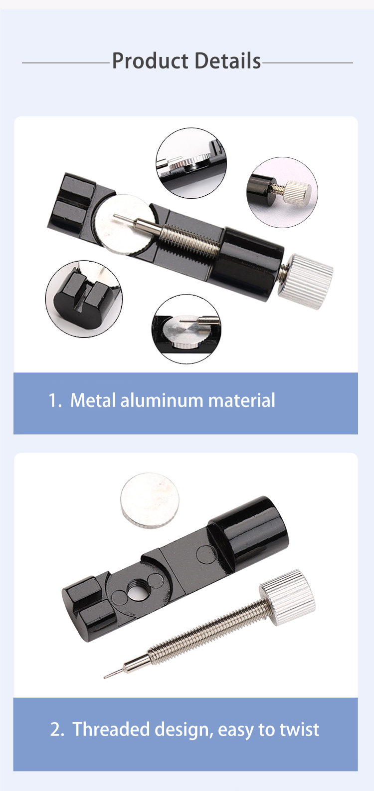 Vdear Professional Watch Band Link Adjust Tool with 3pcs Pins Wristband Remover Adjustable Tools 12