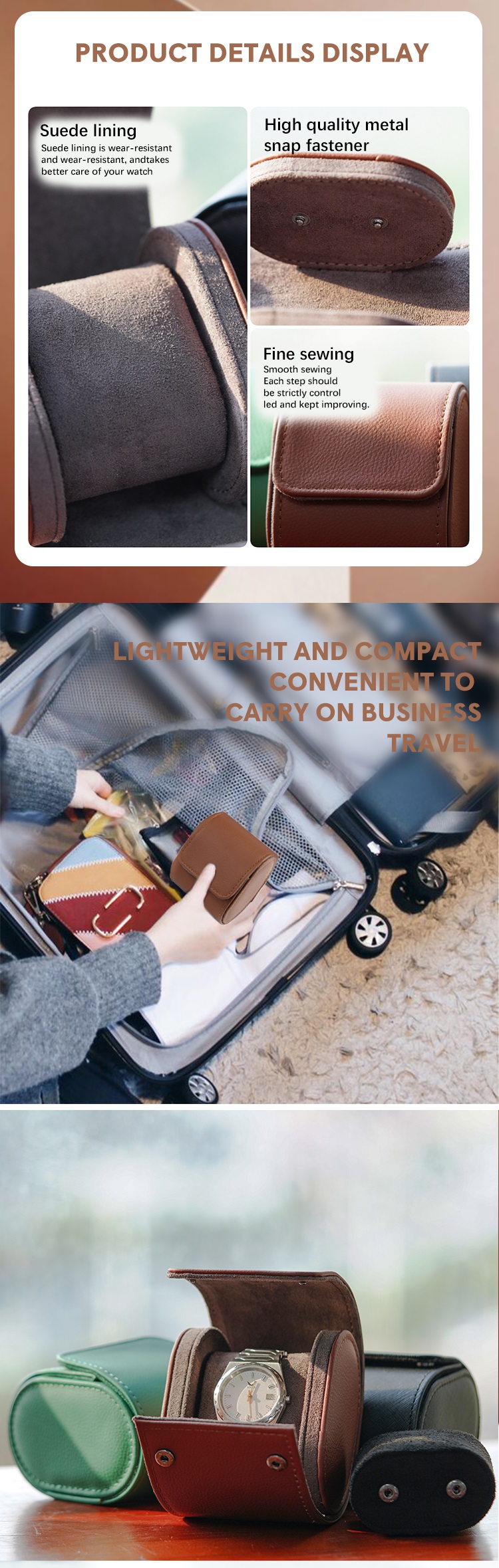 Customized New Design Creative personality and high quality Vintage Brown Pu Leather Watch Box 11