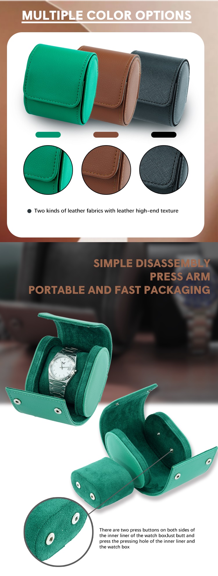 Customized New Design Creative personality and high quality Vintage Brown Pu Leather Watch Box 10