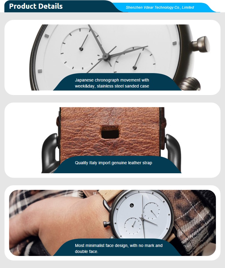 VDEAR - LOW moq leather japan movt quartz watch stainless steel bezel vdear custom logo watch others 11