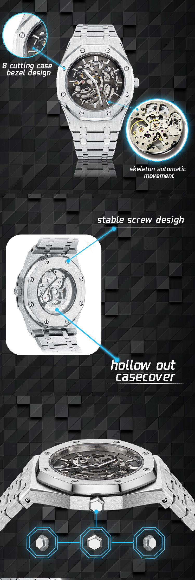 Vdear Skeleton Mens Watch Mechanical Watch Custom Luxury Automatic Watches For Men Manufacturer 10