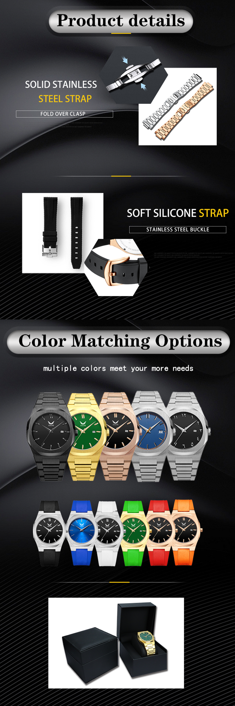 VDEAR - Classic Designer Watches Luxery Reloj De Lujo Famous Brands Watches Men Wrist Waterproof With Box 50MOQ Custom Watch 12