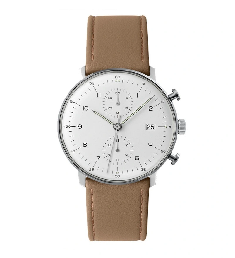 Vdear Customized Logo Luminous Chronograph Watch Simple Multifunction Date Leisure Round Dial Waterproof Quartz Watch 1