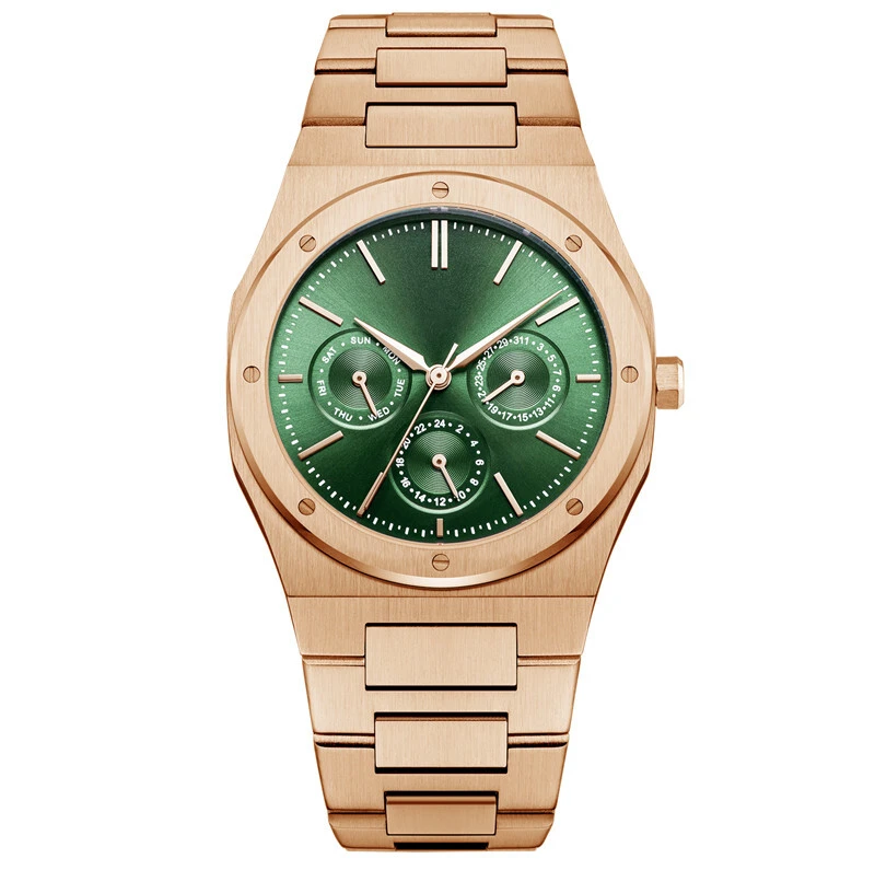 Vdear Women Multifunction Three Eye Dial Quartz Watch Chronograph Waterproof Calendar Watch 1