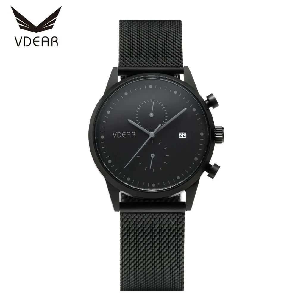 فيدير - ساعة كرونوغراف رجالية، الأكثر مبيعًا، فاخرة، مقاومة للماء، مصنوعة من الفولاذ المقاوم للصدأ، لون أسود 1