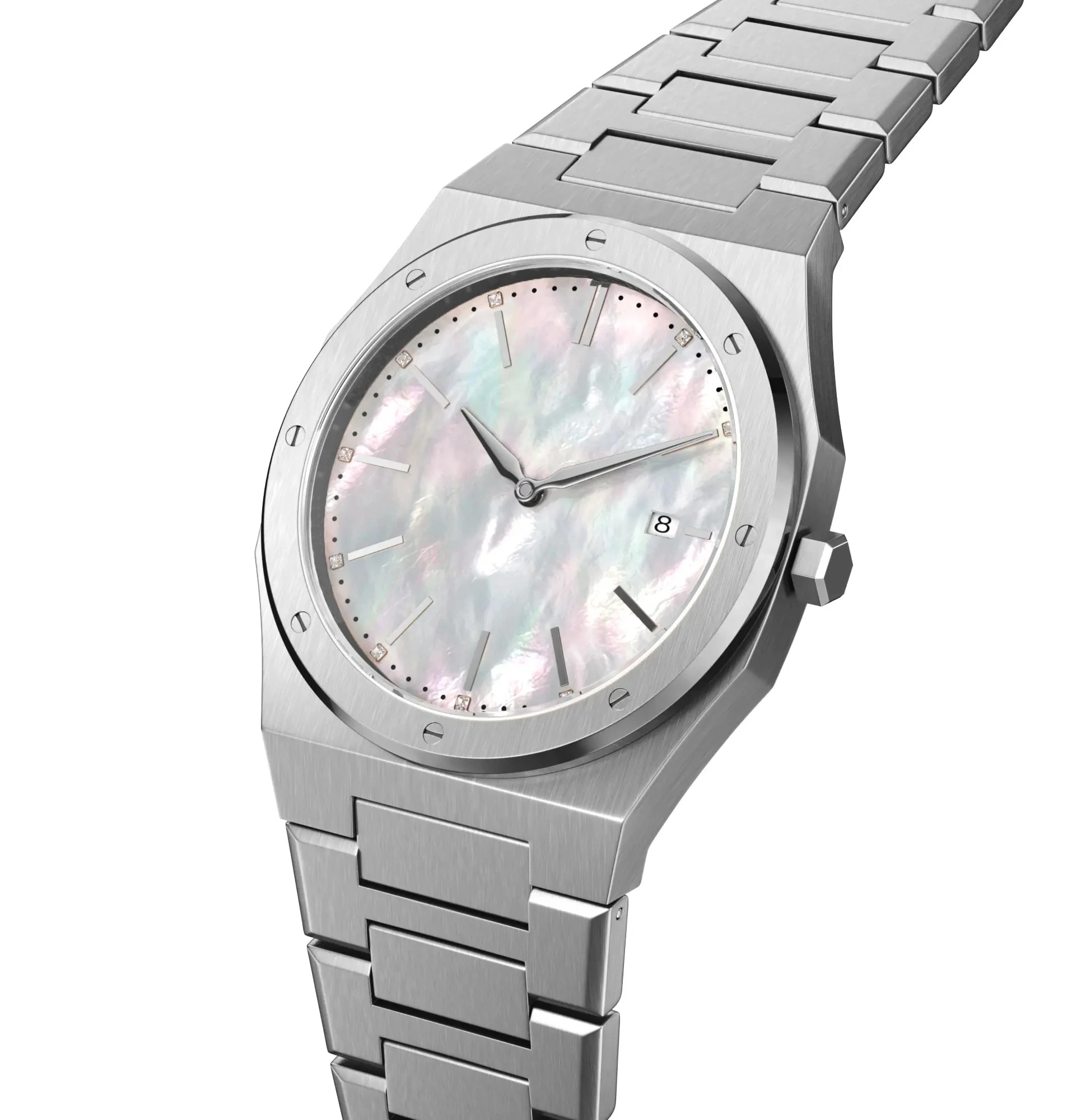 Vdear Minimalist Custom Damenuhr mit Perlmuttzifferblatt, OEM-Eigenmarke, 36 mm Edelstahlgehäuse, schlichte Armbanduhr 1