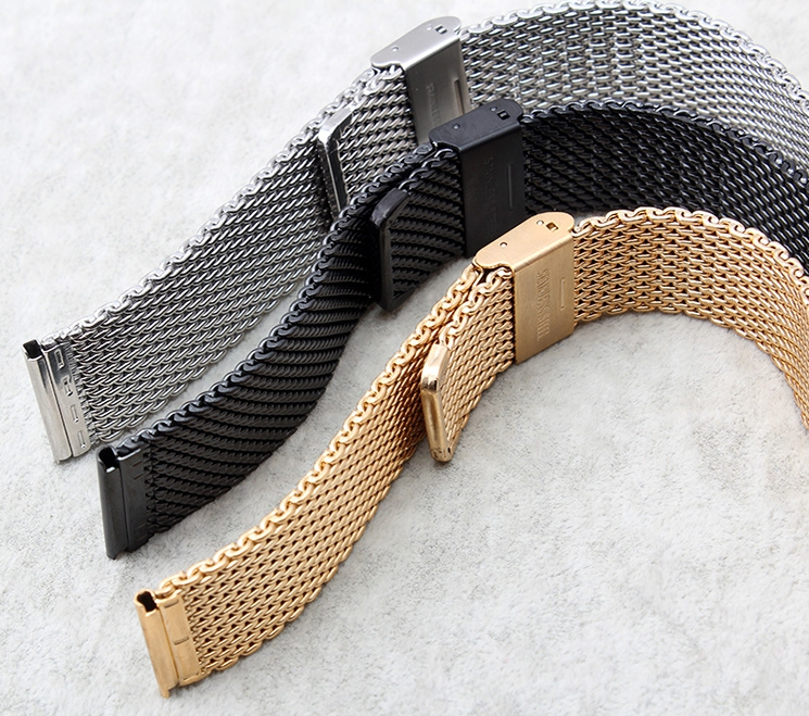 VDEAR - Wholesale 06 line polished PVD plated print logo stainless steel mesh strap Mesh Band 16