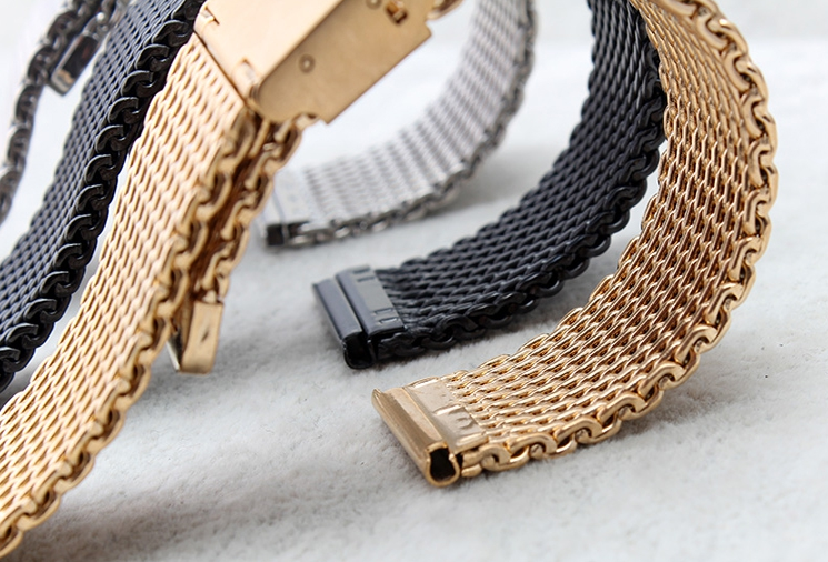 VDEAR - Wholesale 06 line polished PVD plated print logo stainless steel mesh strap Mesh Band 10