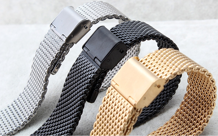 VDEAR - Wholesale 06 line polished PVD plated print logo stainless steel mesh strap Mesh Band 12