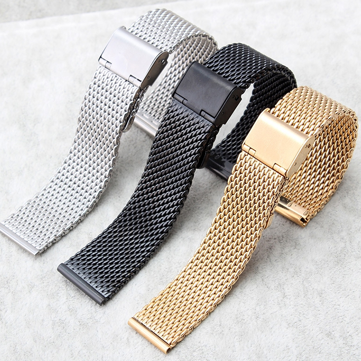 VDEAR - Wholesale 06 line polished PVD plated print logo stainless steel mesh strap Mesh Band 6