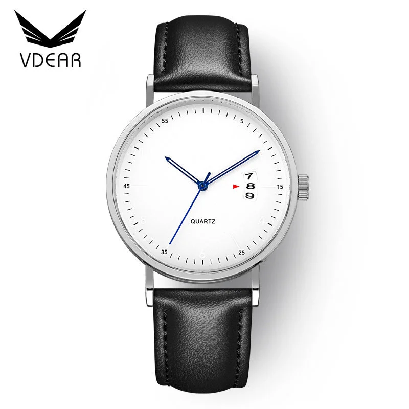 VDEAR - Perni a sgancio rapido cinturino in pelle orologi da uomo moda movimento giapponese al quarzo sottile orologio da uomo in pelle altri 1