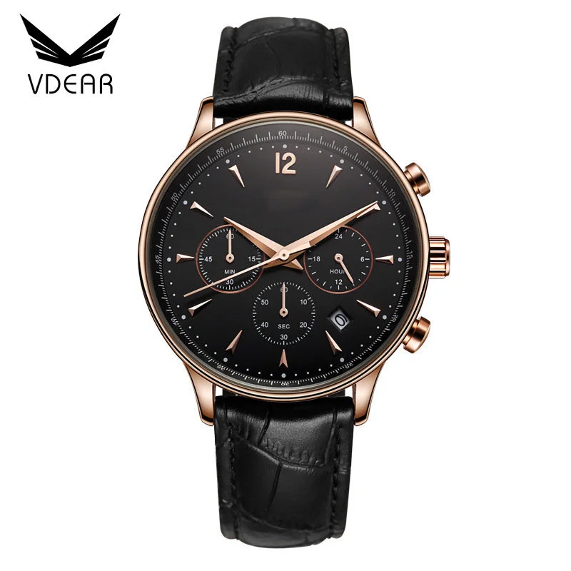 VDEAR – Online-Großhandel für günstige Herrenuhren aus nickelfreier Legierung und Leder aus China (Chronographen) mit niedriger Mindestbestellmenge. 1