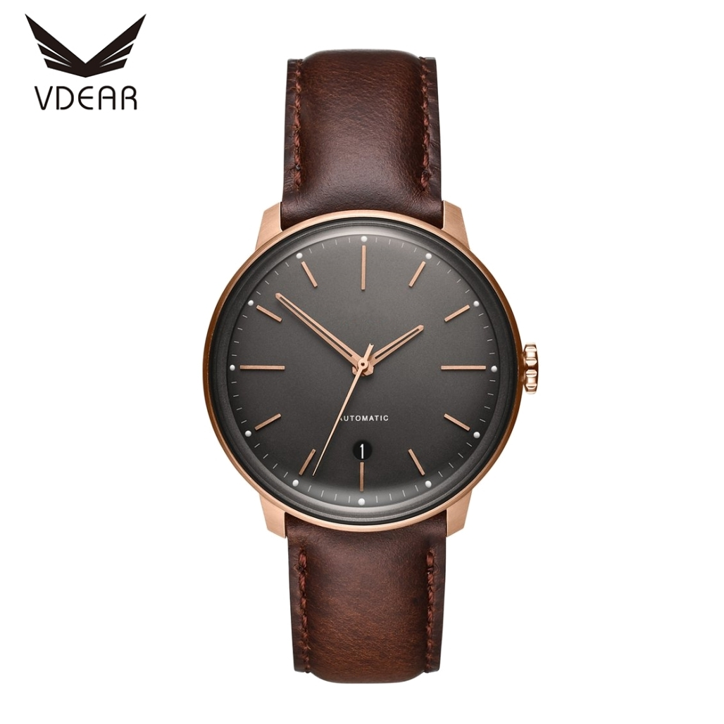 VDEAR - Dome Glass Best Luxury Leather Strap Minimalist Automatic Men Watch Automatic Watch For Men 1