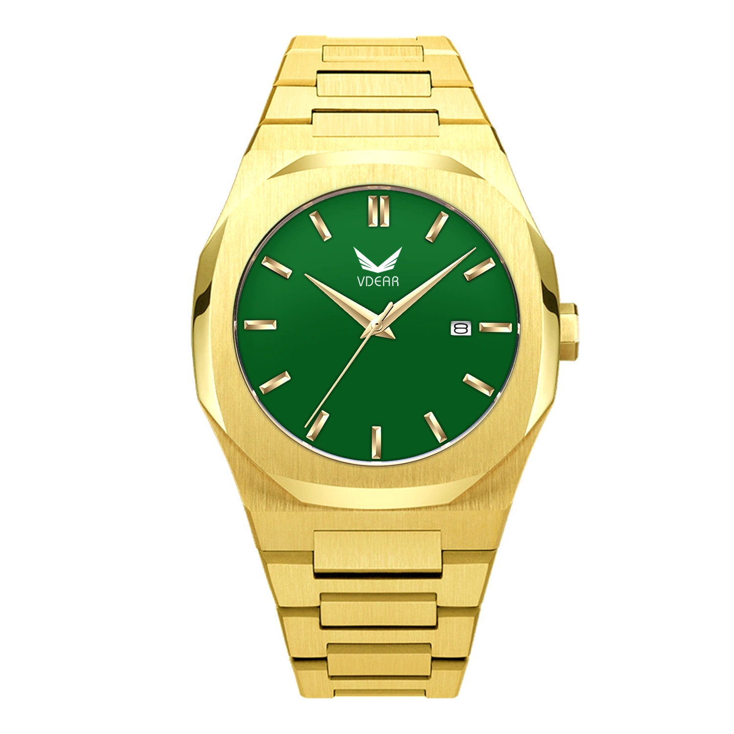 VDEAR - Hoogwaardige private label merk roestvrijstalen ketting gouden roestvrijstalen horloge quartz helder duikhorloge heren overige 1