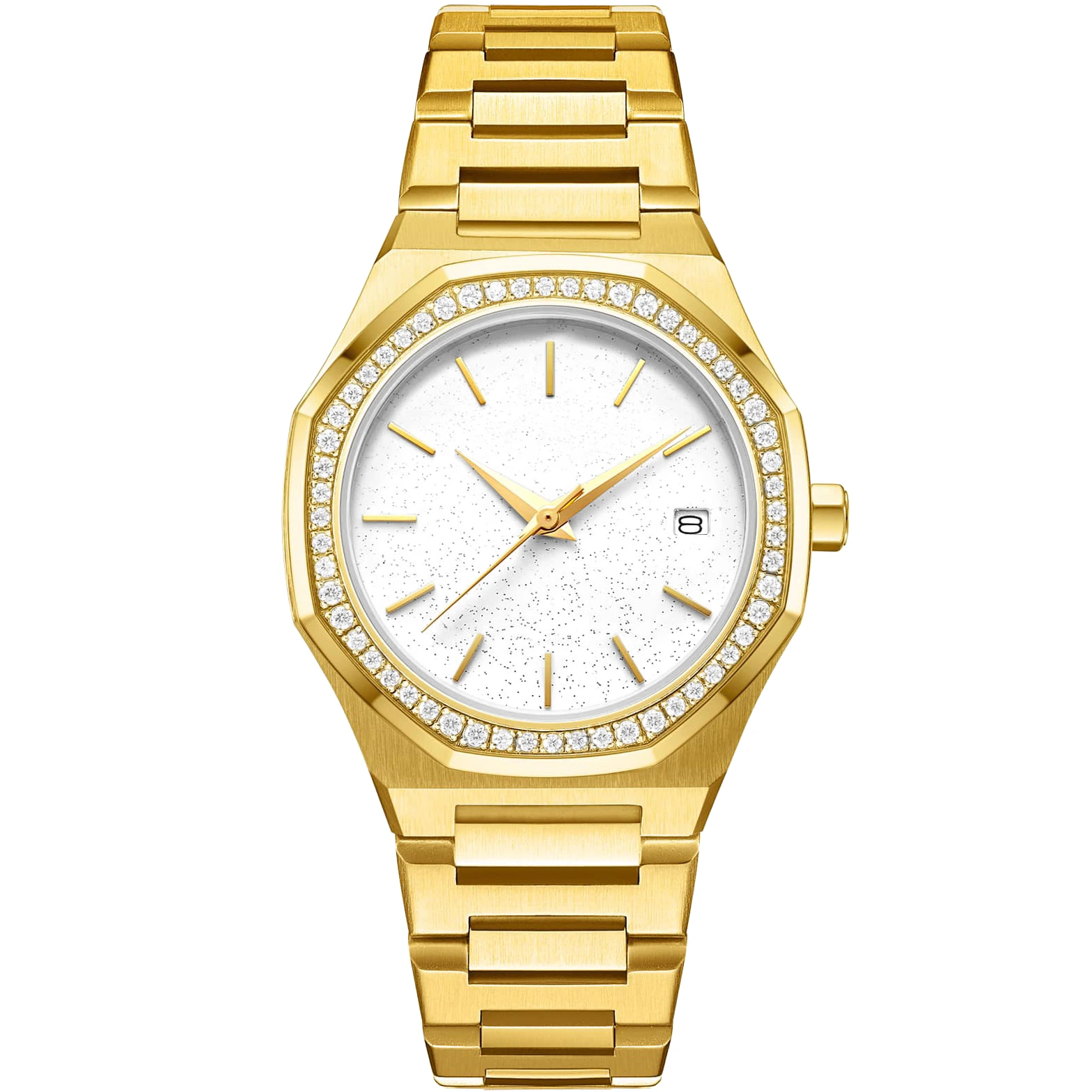 VDEAR - Orologio da donna di lusso con lunetta in acciaio inossidabile con logo stampato personalizzato, nuovo arrivo 1