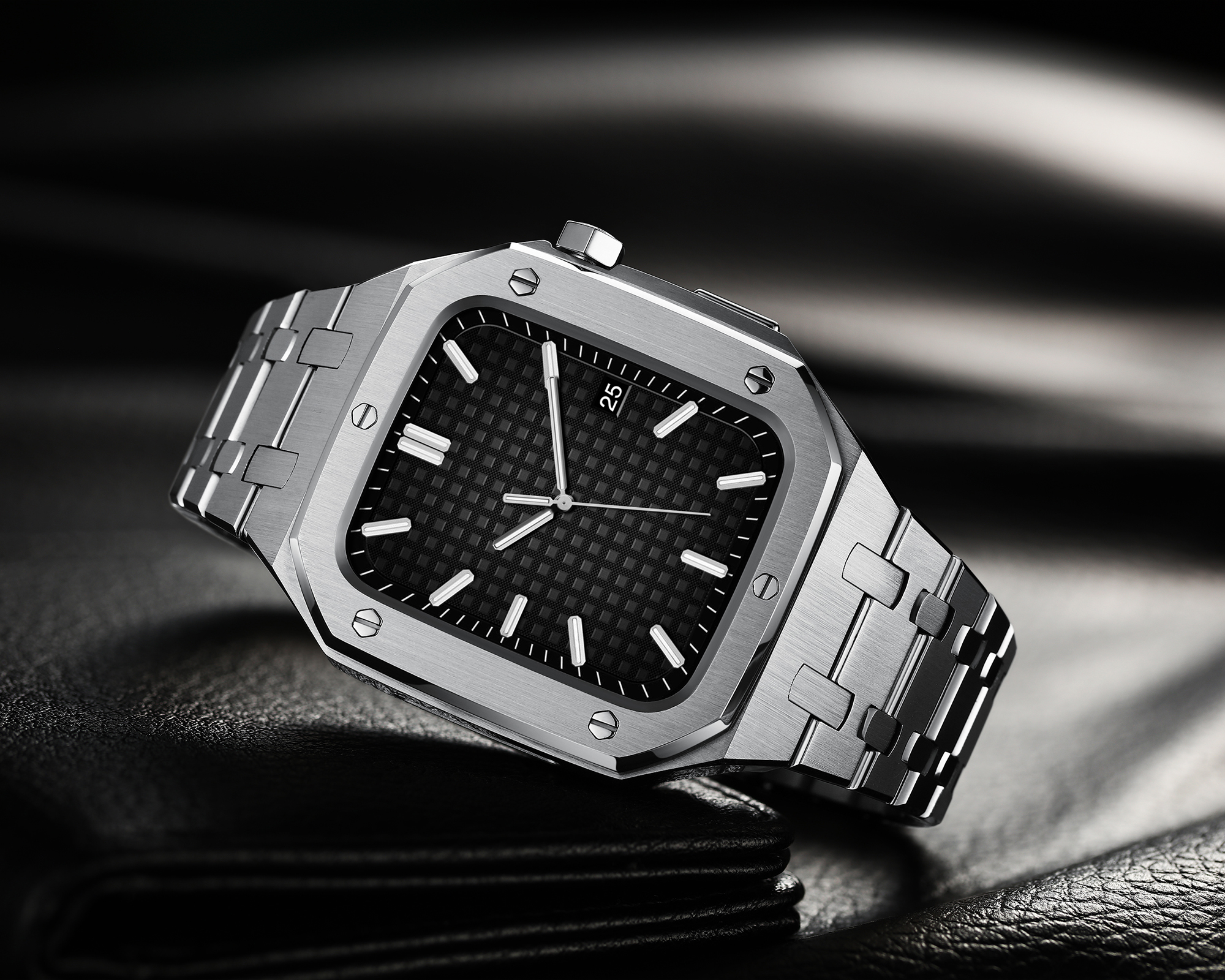 VDEAR - VDEAR Partihandel AP-stil 45MM rostfritt stål klockans infattning och rem lyx för Apple Series 4/5/6 iwatch Apple Watch-fodral 11