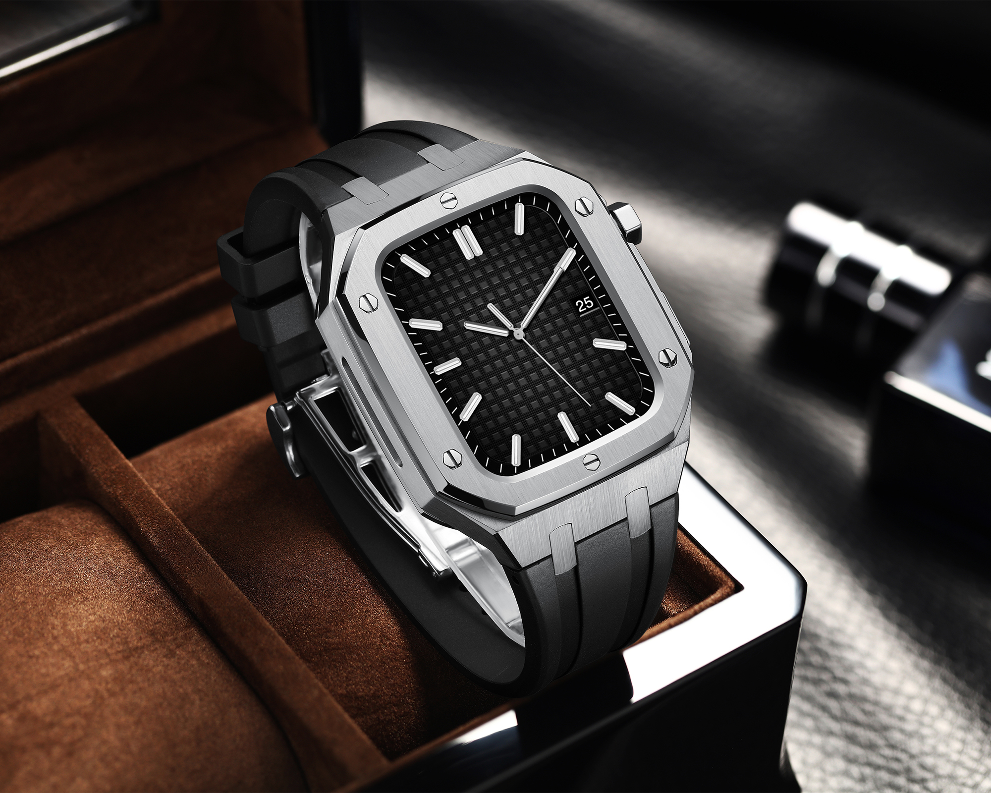 VDEAR - VDEAR Partihandel AP-stil 45MM rostfritt stål klockans infattning och rem lyx för Apple Series 4/5/6 iwatch Apple Watch-fodral 17