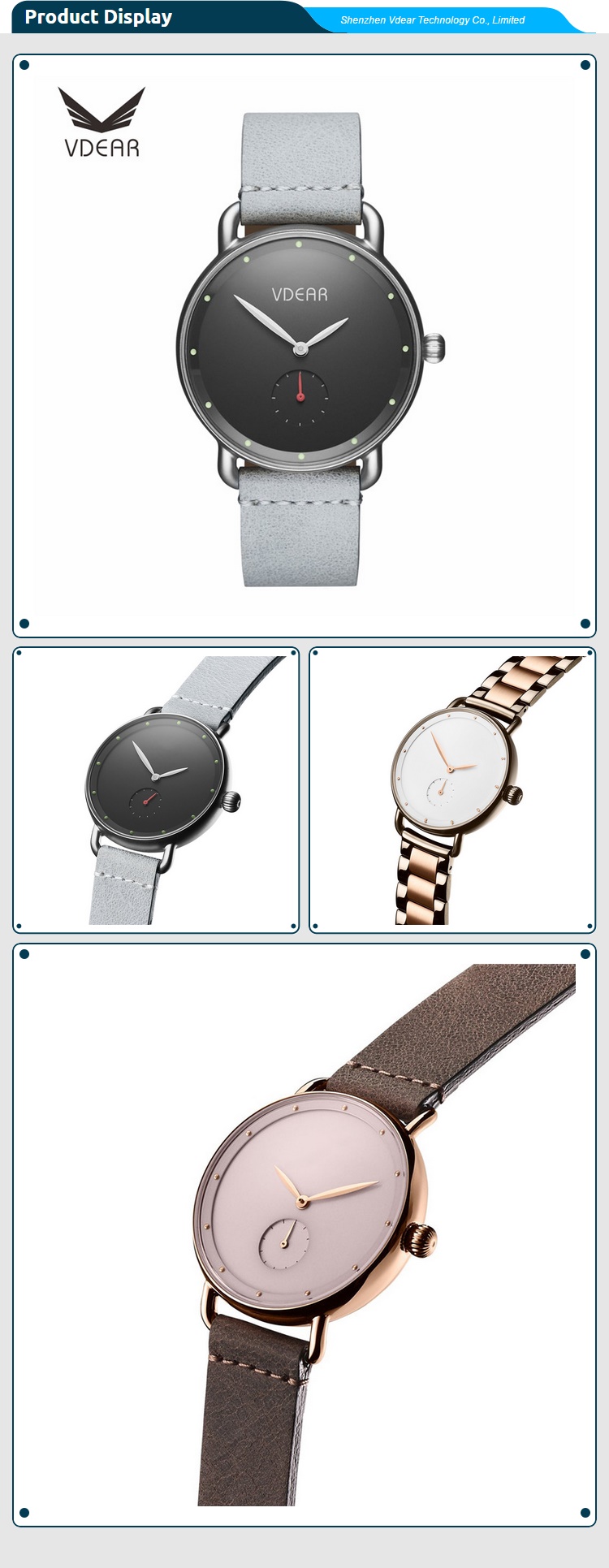 VDEAR - VDEAR LOW moq italy genuine leather band 5atm waterproof watches women watches custom 2018 luxury others 14