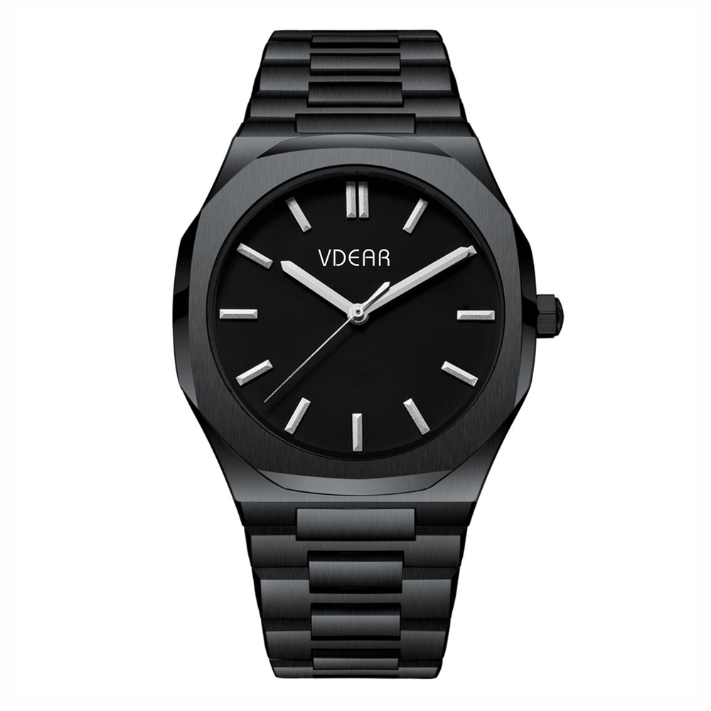VDEAR - Blank Dial Stainless Steel Back Cover Singapore Japan Movement Quartz Watches Black Sr626sw 50MOQ Custom Watch 1