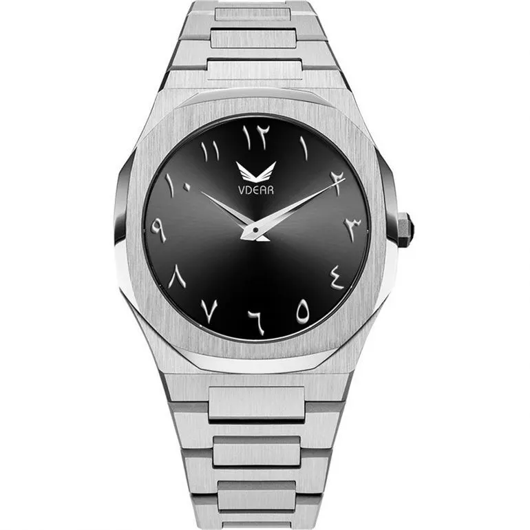 VDEAR - Montre homme étanche 10 ATM, cadran arabe, logo personnalisable, boîtier de marque privée en acier inoxydable 316L, nouveauté de luxe 1