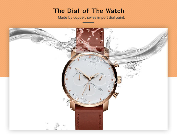 VDEAR - Cool Fashion Genuine Leather Strap Chrono Japanese Movement Mens Watch Chronograph Watch 12