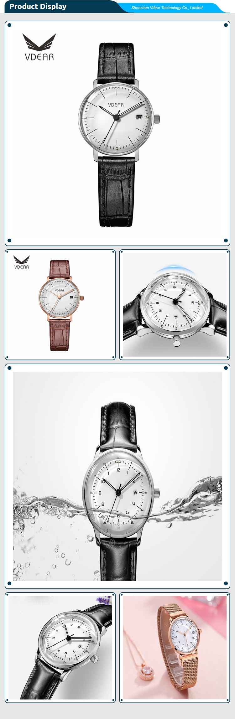 VDEAR - Specialdesignat italienskt läderfodral i blankt läder, vackert damur, kvartsur 12