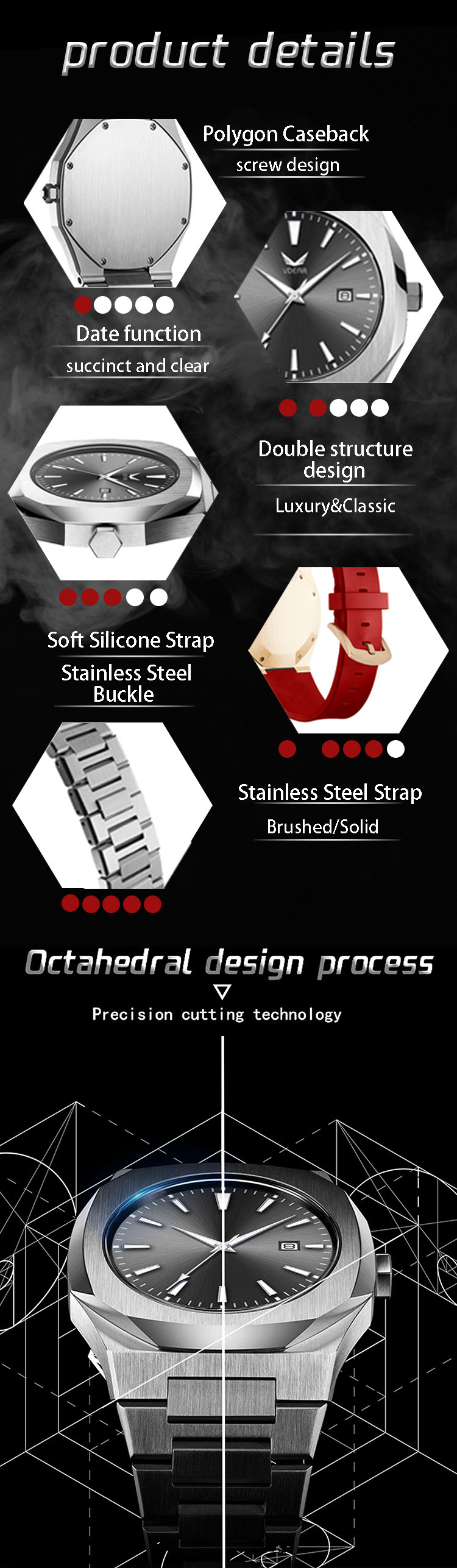 VDEAR - Relogio Masculino Reloj Silicone Rubber Strap Custom New Luxury Quartz Watch Men Wrist With Custom Logo New Arrival 11