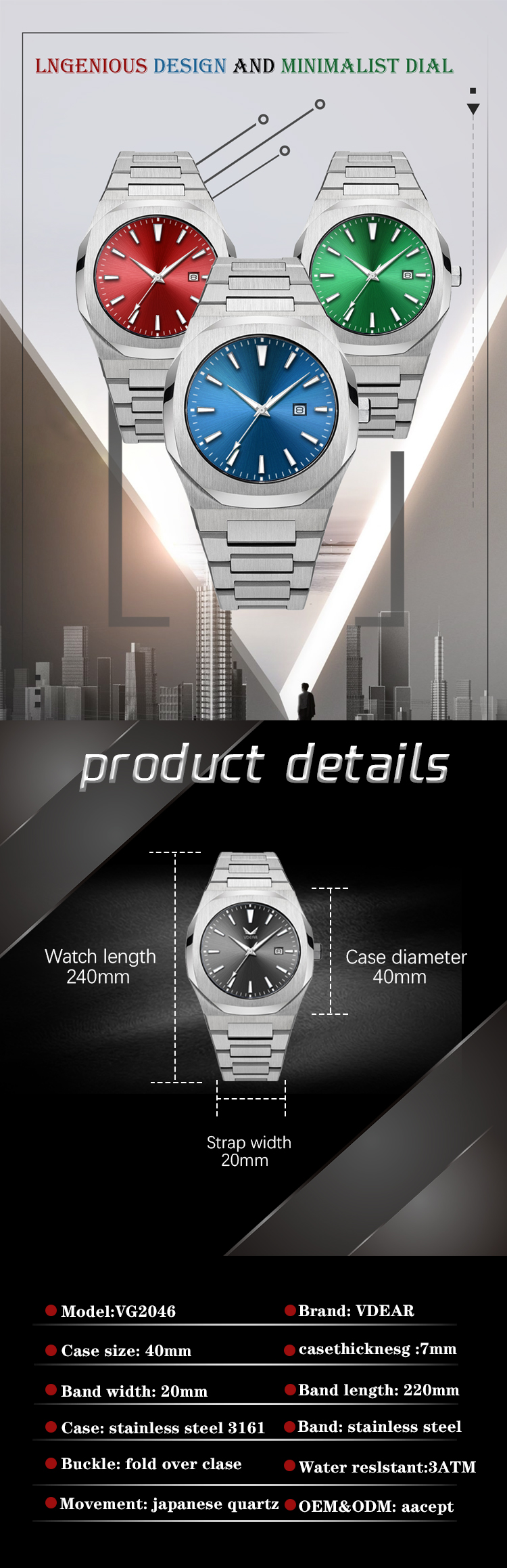 VDEAR - Relogio Masculino Reloj Silicone Rubber Strap Custom New Luxury Quartz Watch Men Wrist With Custom Logo New Arrival 10