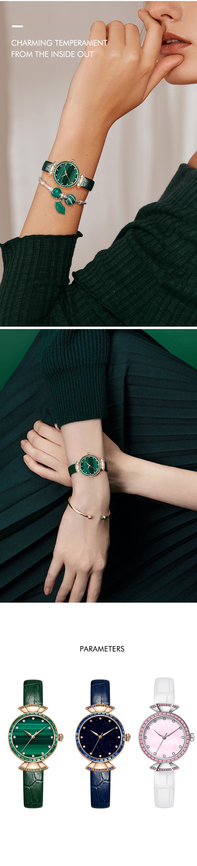 VDEAR - Woman Watches 2021 Watches Ladies Casual Stainless Steel Malachite Stone Watches Wrist Luxury Gold others 11