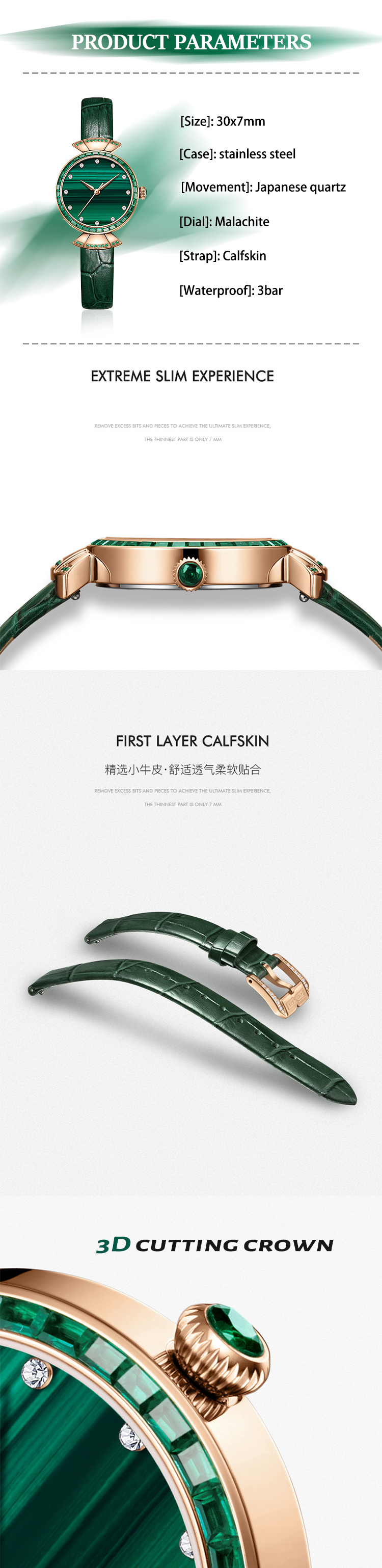 VDEAR - Woman Watches 2021 Watches Ladies Casual Stainless Steel Malachite Stone Watches Wrist Luxury Gold others 10