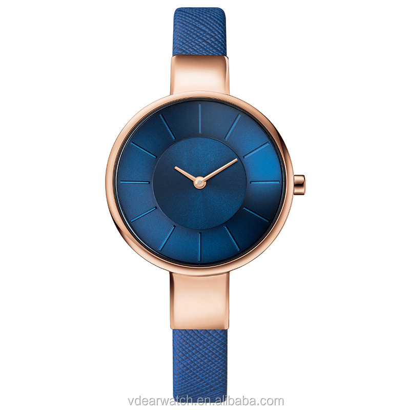 VDEAR - Low moq Coffee color mesh strap classic watch face custom minimalist steel watches for lady Lady Quartz Watch 17