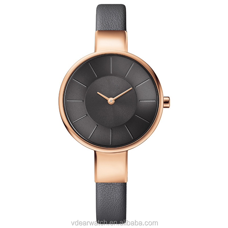 VDEAR - Low moq Coffee color mesh strap classic watch face custom minimalist steel watches for lady Lady Quartz Watch 15