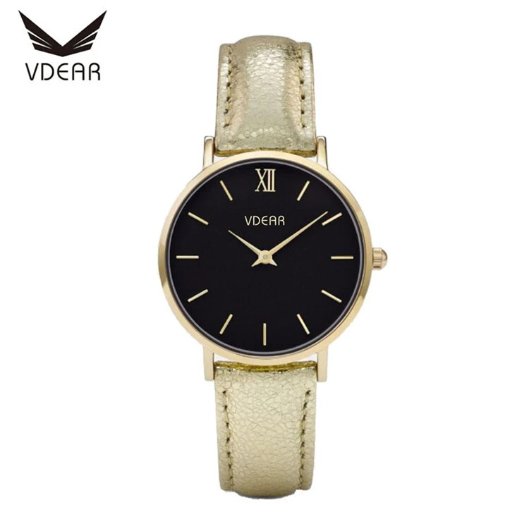 VDEAR - Best selling stainless steel back 3atm water resistant minimalist women watch Lady Quartz Watch 1