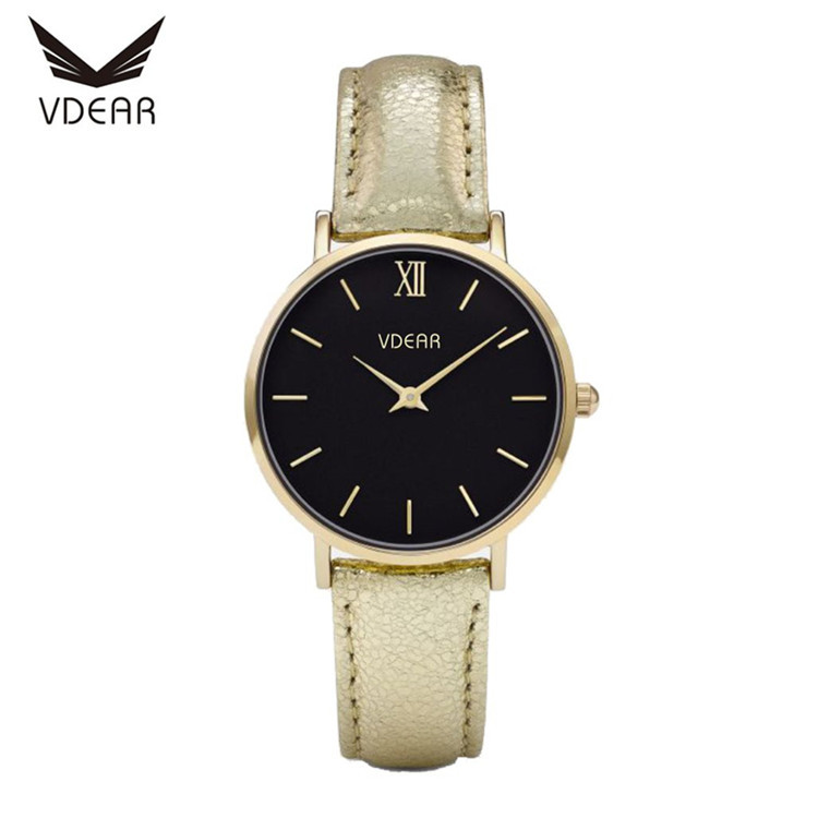 VDEAR - Best selling stainless steel back 3atm water resistant minimalist women watch Lady Quartz Watch 16