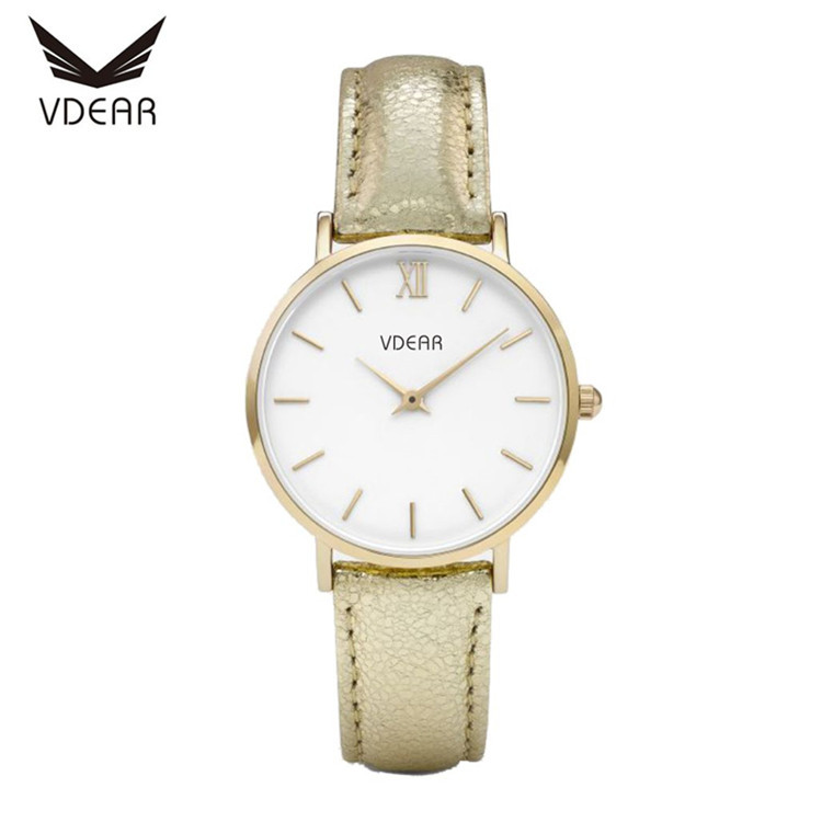 VDEAR - Best selling stainless steel back 3atm water resistant minimalist women watch Lady Quartz Watch 18