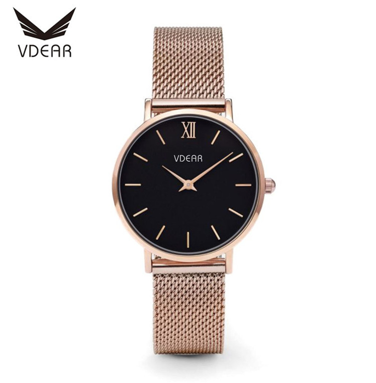 VDEAR - Best selling stainless steel back 3atm water resistant minimalist women watch Lady Quartz Watch 20