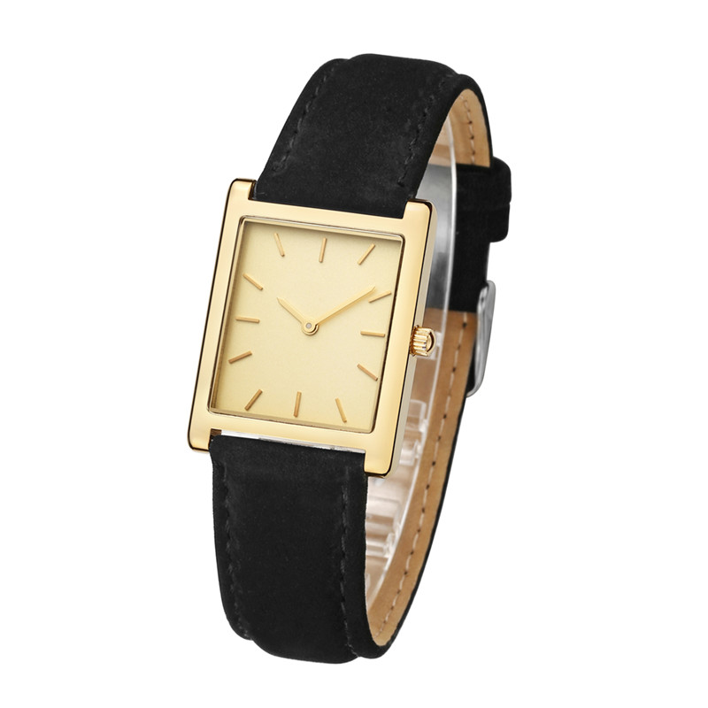 VDEAR - Orologio da donna quadrato in pelle con movimento giapponese placcato in oro IP, orologio al quarzo da donna 10