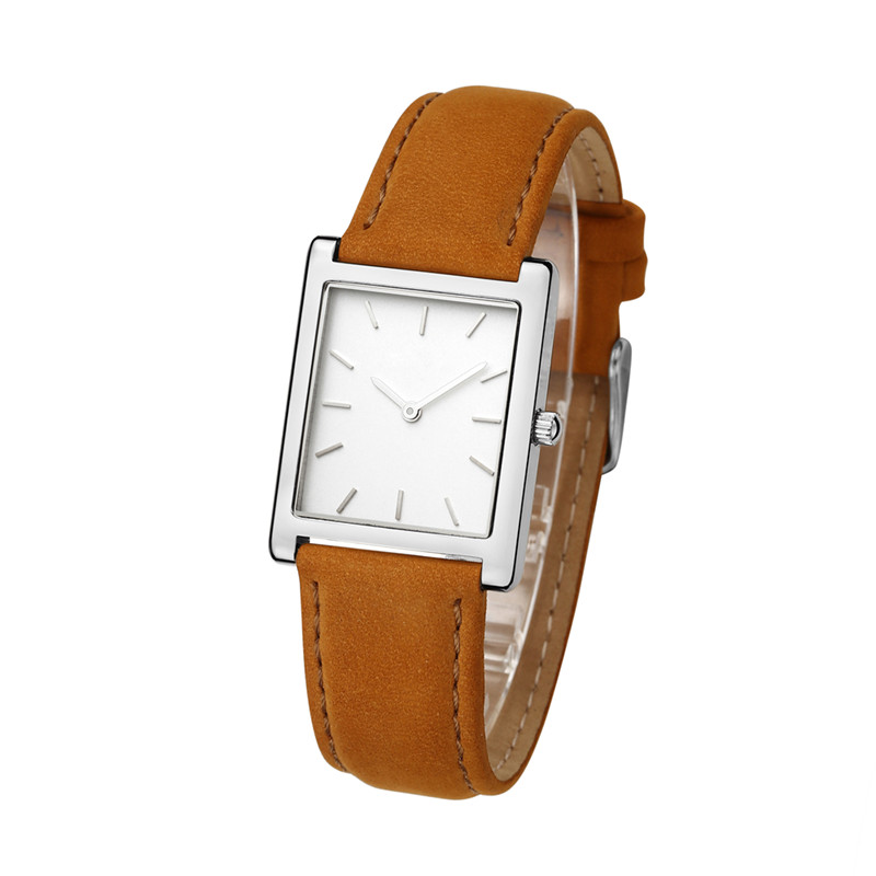 VDEAR - Orologio da donna quadrato in pelle con movimento giapponese placcato in oro IP, orologio al quarzo da donna 18