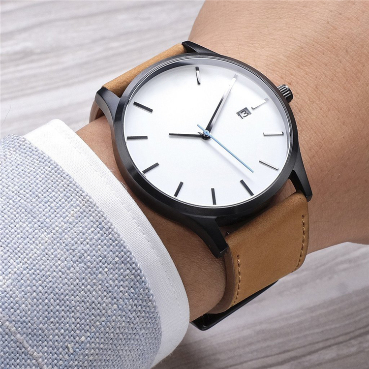 VDEAR - Grey dial High quality leather band minimalist mens hand wrist watch wristwatches Stainless Steel Style 20