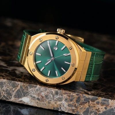 VDEAR - Luminous Hands Green Sunray Dial Genuine Leather Strap Oem Luxury Watch Japan Movt Quartz Male Watch Price others 1