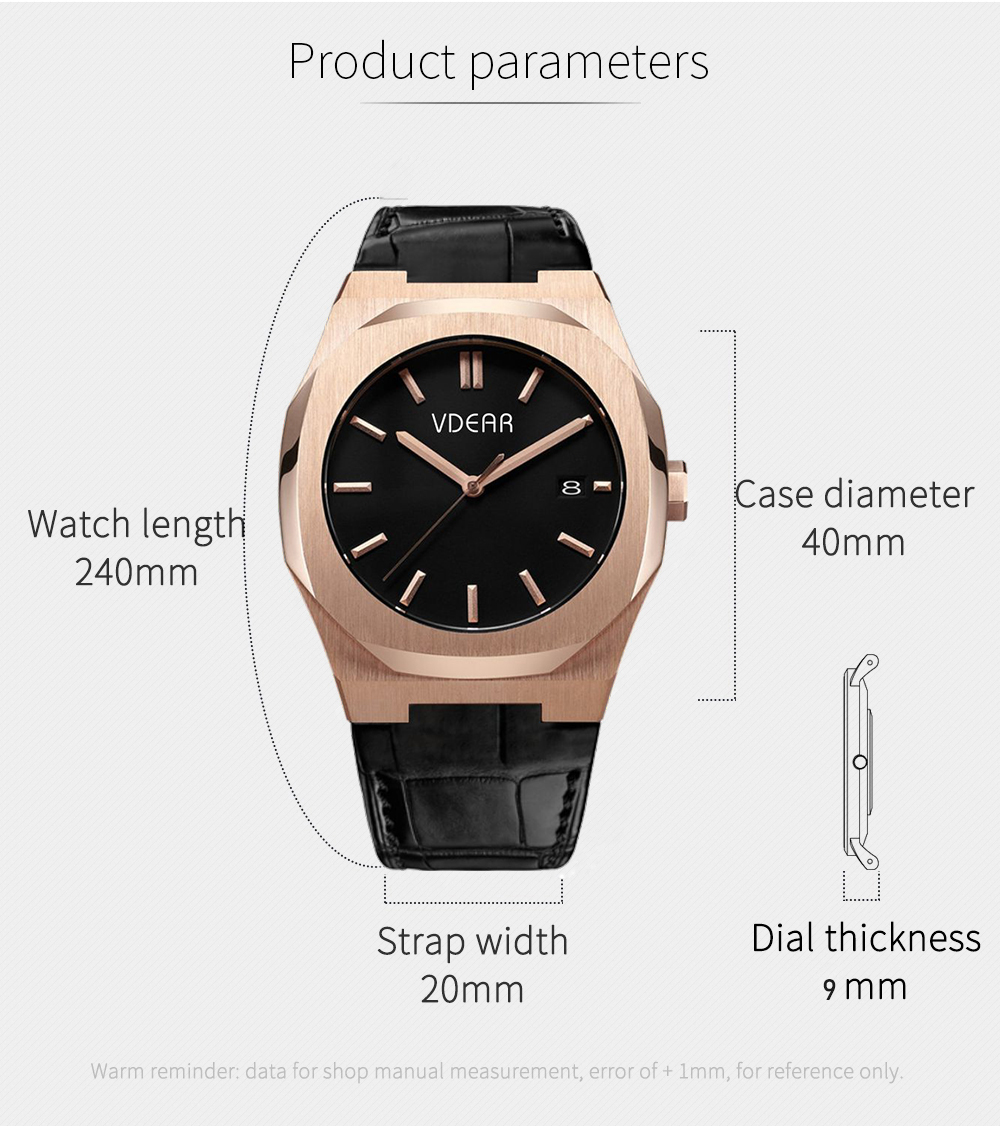 VDEAR - Top Quality Stainless Steel Back Own Brand Custom Japan Movt Watch Men Simple others 10