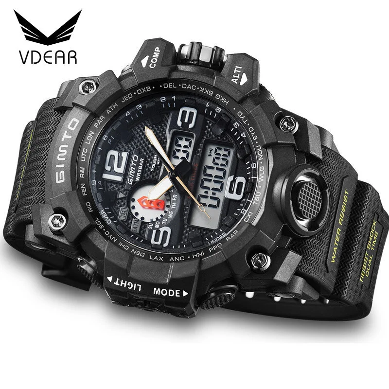 VDEAR - Out door army style multiple time zone technology men sport watch analog digital wrist watch others 1