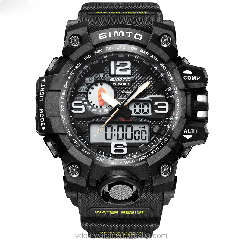 VDEAR - Out door army style multiple time zone technology men sport watch analog digital wrist watch others 16