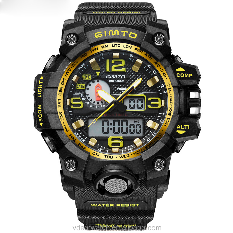 VDEAR - Out door army style multiple time zone technology men sport watch analog digital wrist watch others 14