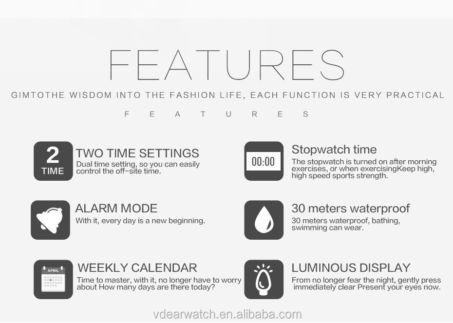 VDEAR - Out door army style multiple time zone technology men sport watch analog digital wrist watch others 24