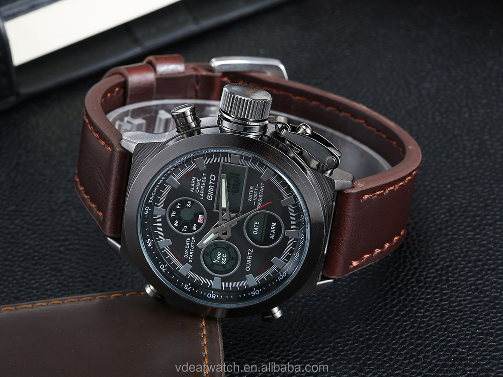 VDEAR - Multifunction timepiece leather brands sports wrist watches cool watches men with alarm others 22