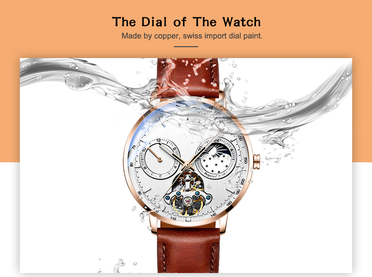 Luxury Mechanical Automatic Fashion Stainless Steel Moonphases Oem Watch