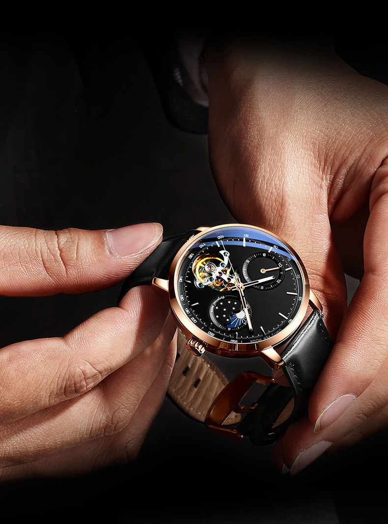 Luxury Mechanical Automatic Fashion Stainless Steel Moonphases Oem Watch